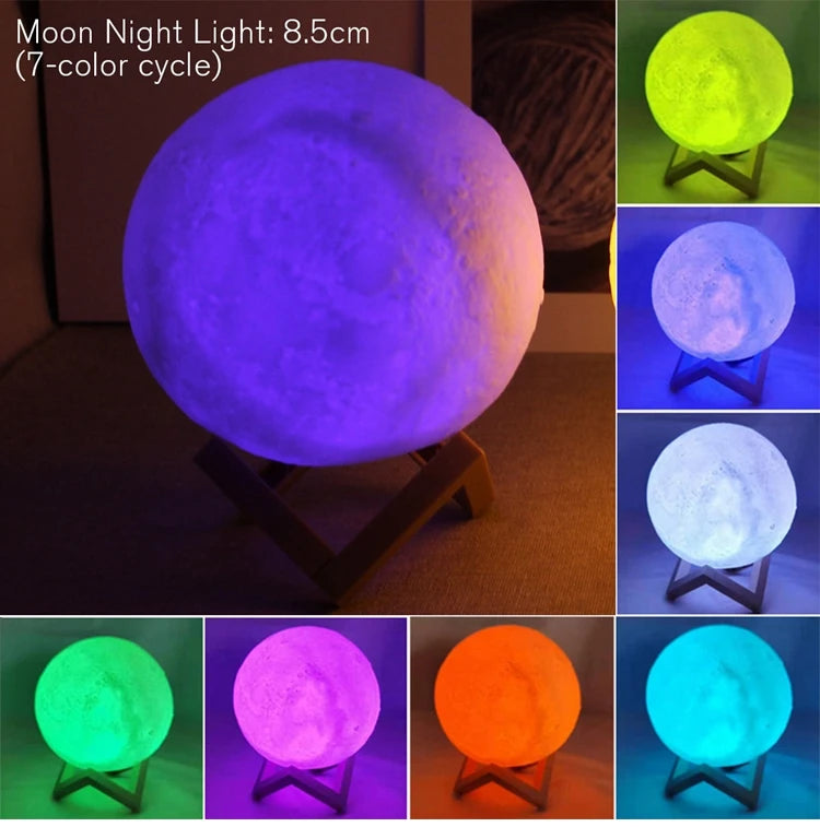 Moon Lamp LED Night Light β Battery Powered Starry Atmosphere Lamp with Stand