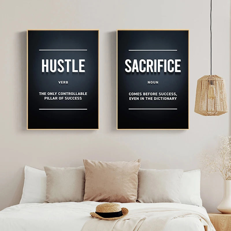 Modern Motivational Wall Art Posters – Black Minimalist Quote Prints