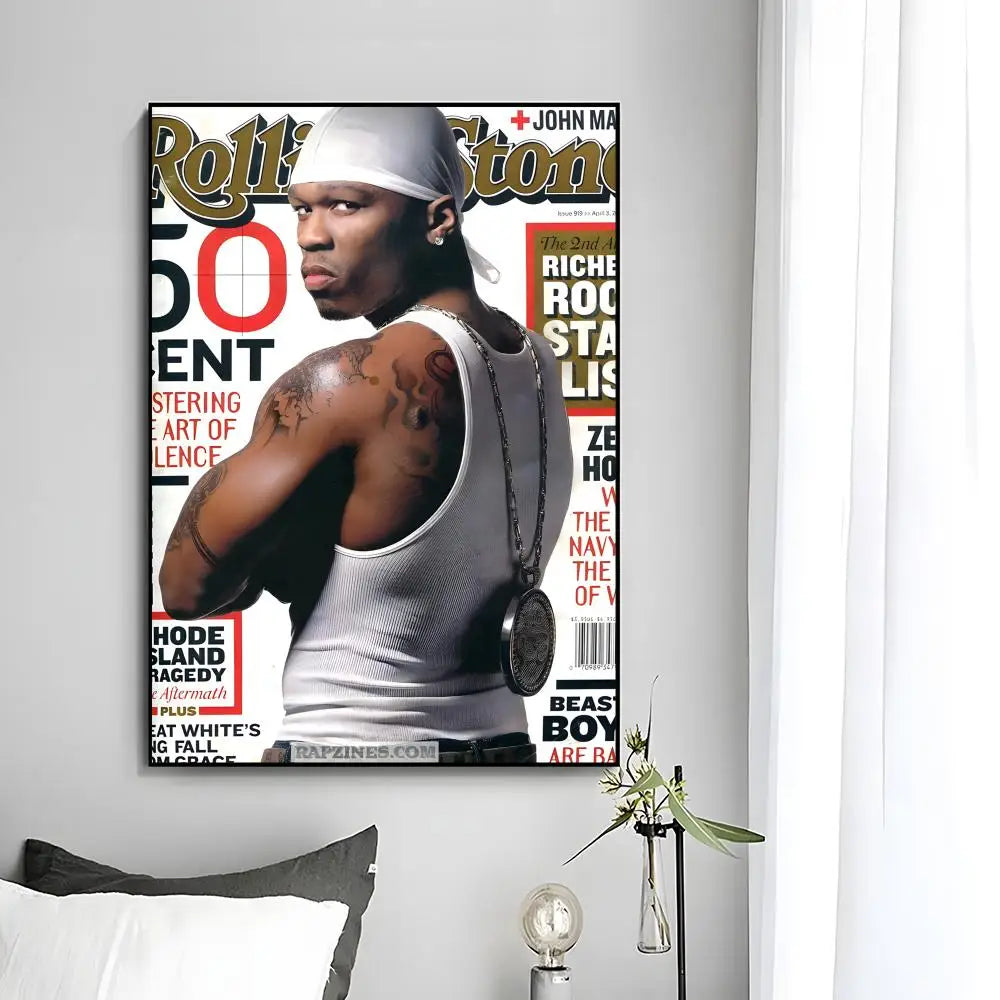50 Cent Wall Art – Rapper Canvas Poster, Urban Hip Hop Home Decor