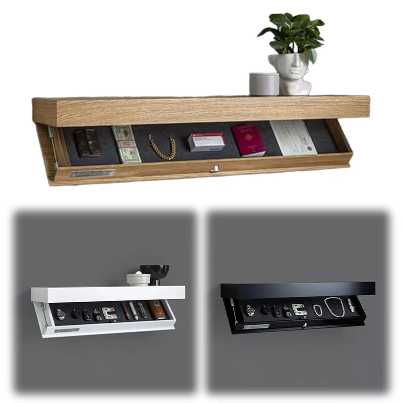 Hidden Compartment Floating Shelf – Secret Storage Wooden Wall Shelf, Modern Concealed Organizer