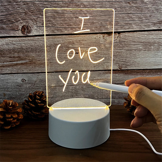 LED Acrylic Message Board Night Light – USB Desk Decor