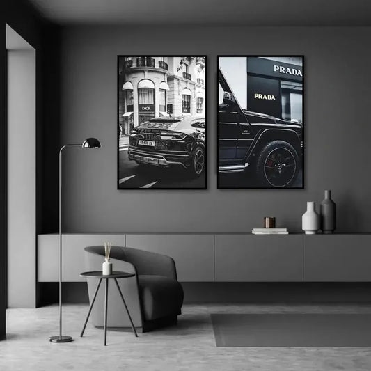 Modern Black Luxury Car Wall Art – Canvas Poster
