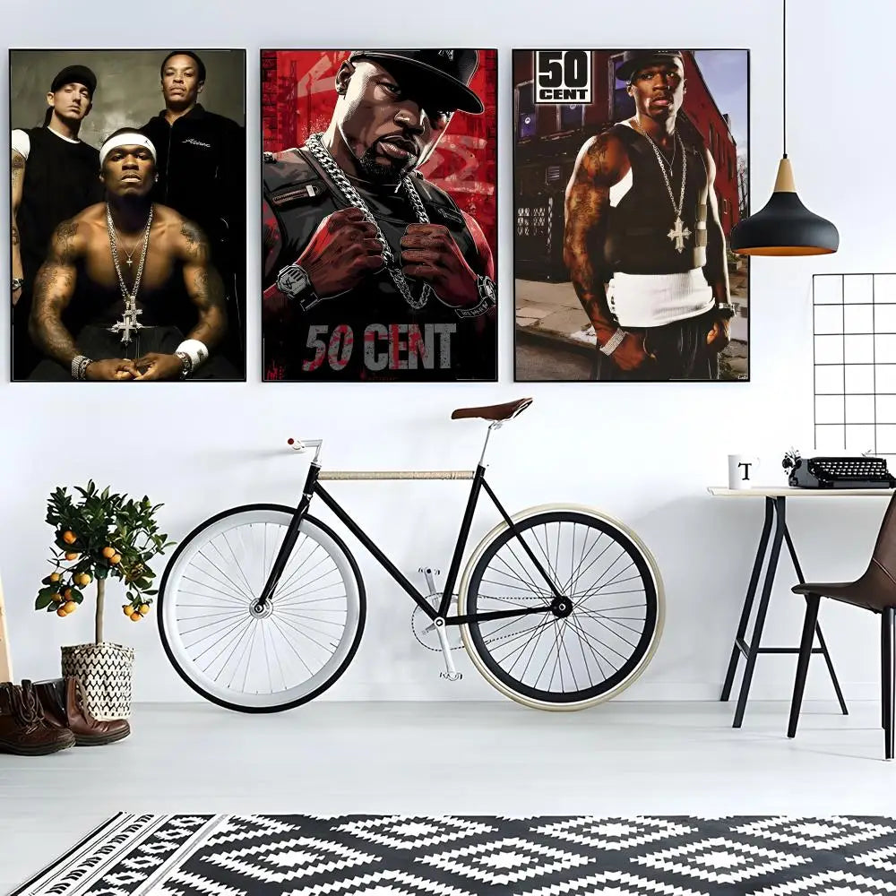 50 Cent Wall Art – Rapper Canvas Poster, Urban Hip Hop Home Decor