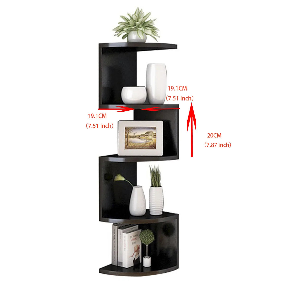 5-Tier Corner Floating Shelves – Modern Wall Mounted Bookcase