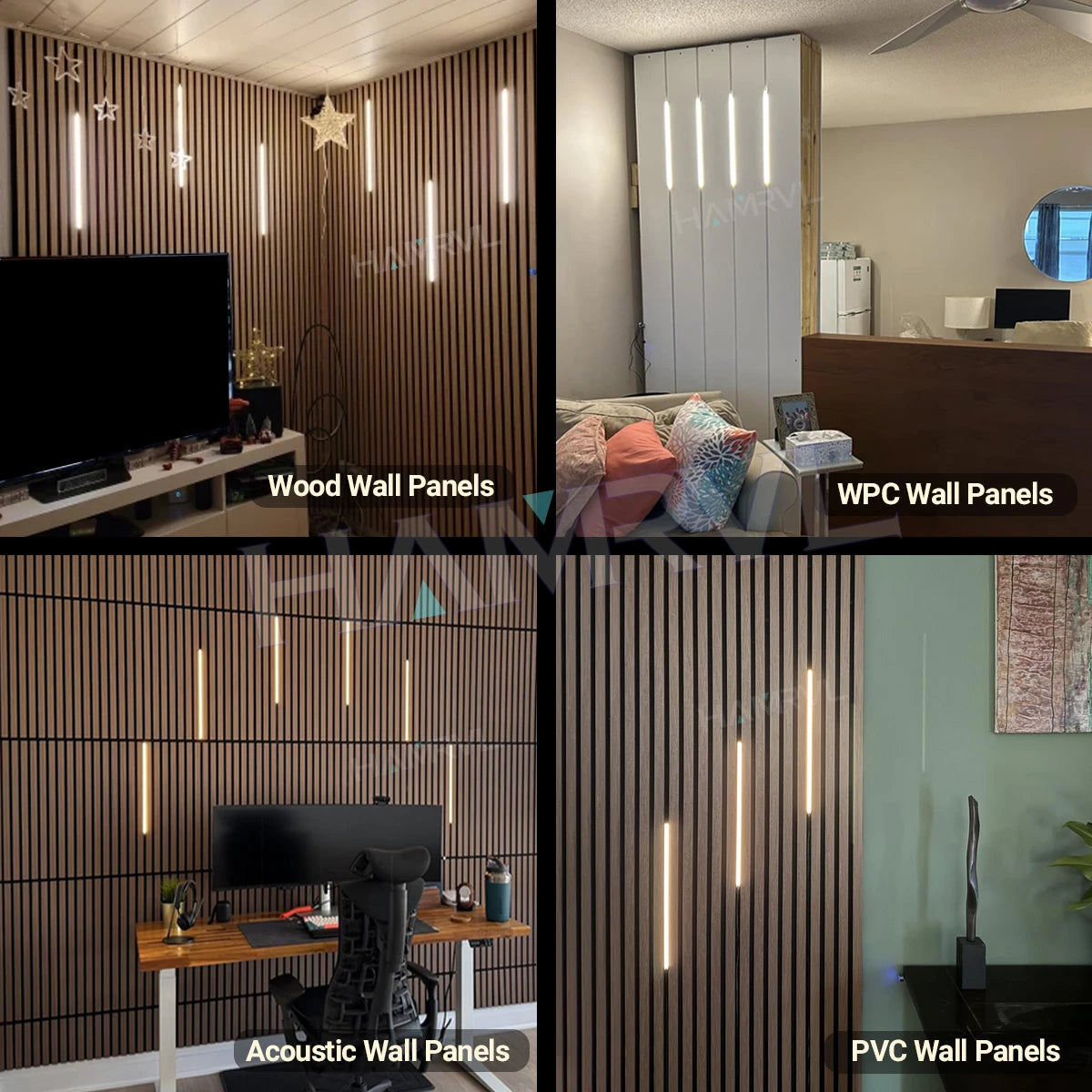 LED Recessed Strip Light for Wood Slat Wall – Touch Sensor, Self-Adhesive Ambient Lighting