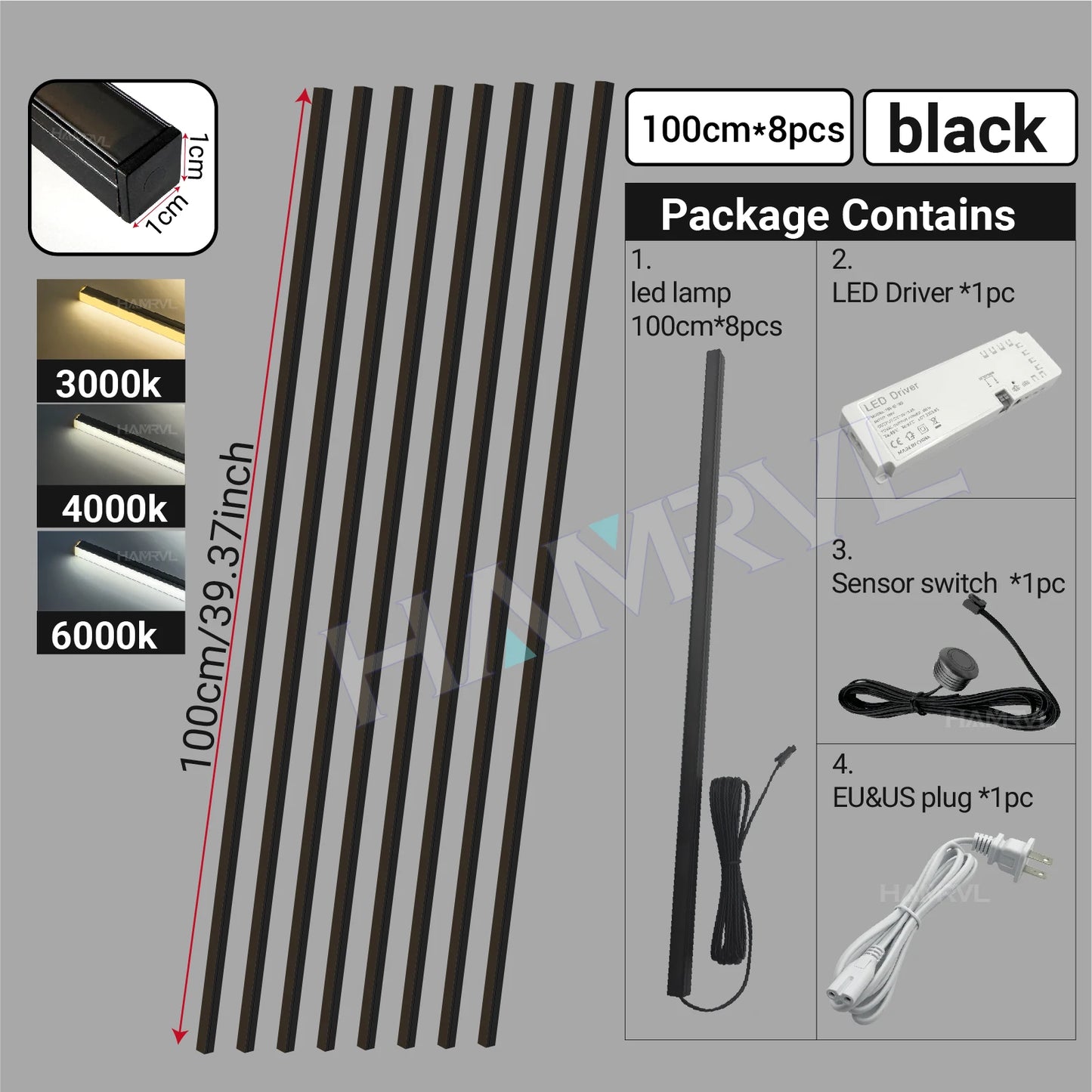LED Recessed Strip Light for Wood Slat Wall – Touch Sensor, Self-Adhesive Ambient Lighting