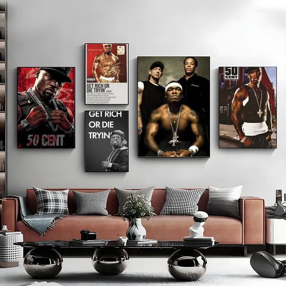 50 Cent Wall Art – Rapper Canvas Poster, Urban Hip Hop Home Decor