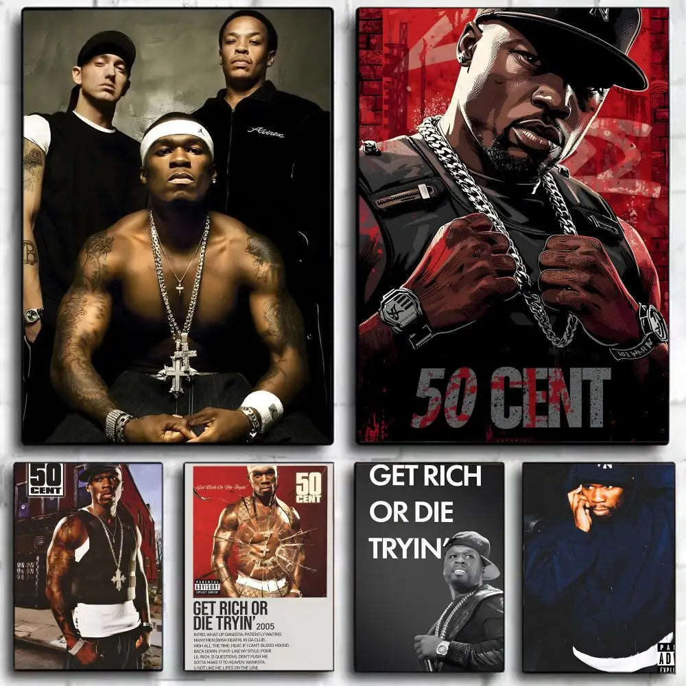 50 Cent Wall Art – Rapper Canvas Poster, Urban Hip Hop Home Decor