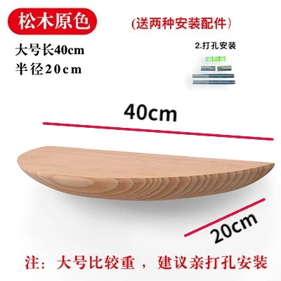 Wooden Half-Moon Wall Shelf – Minimalist Wall-Mounted Storage & Display Rack
