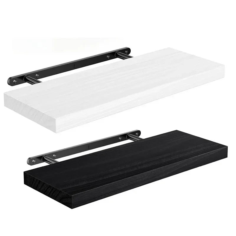 Modern Floating Wall Shelves – Wooden Wall-Mounted Storage Rack