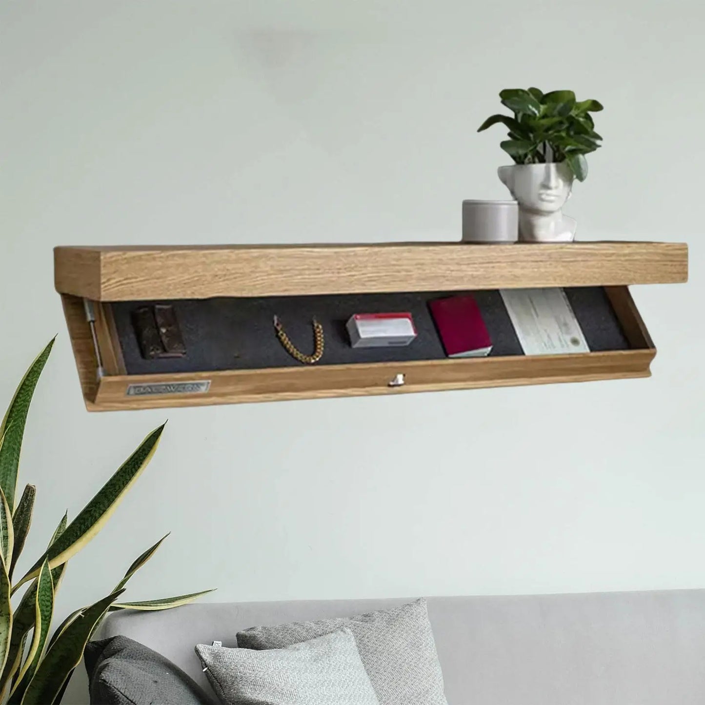 Hidden Compartment Floating Shelf – Secret Storage Wooden Wall Shelf