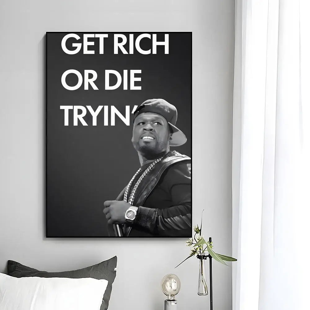 50 Cent Wall Art – Rapper Canvas Poster, Urban Hip Hop Home Decor