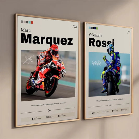 Modern Motorcycle Racing Canvas Wall Art – Sports & Celebrity Poster