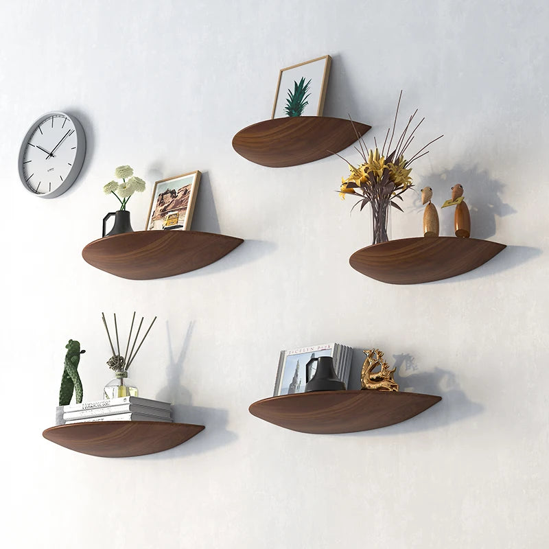 Wooden Half-Moon Wall Shelf – Minimalist Wall-Mounted Storage & Display Rack
