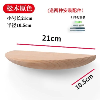 Wooden Half-Moon Wall Shelf – Minimalist Wall-Mounted Storage & Display Rack