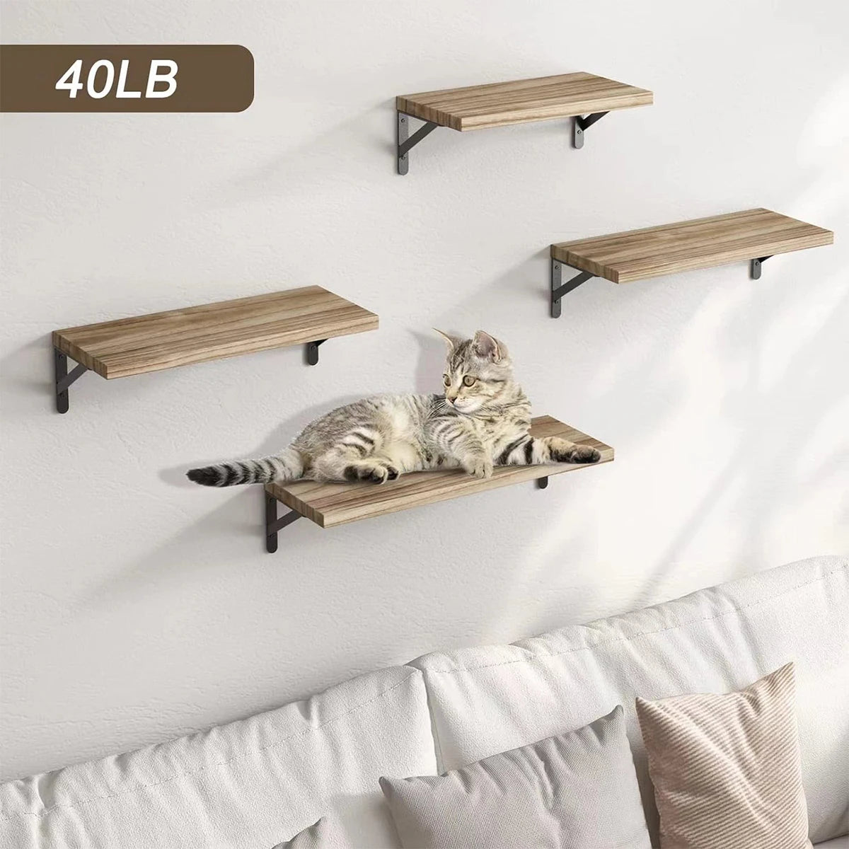Modern Floating Wall Shelves – Wooden Bookshelf