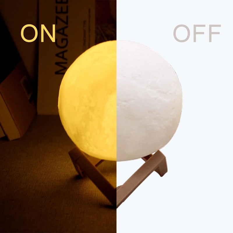 Moon Lamp LED Night Light – Battery Powered Starry Atmosphere Lamp with Stand