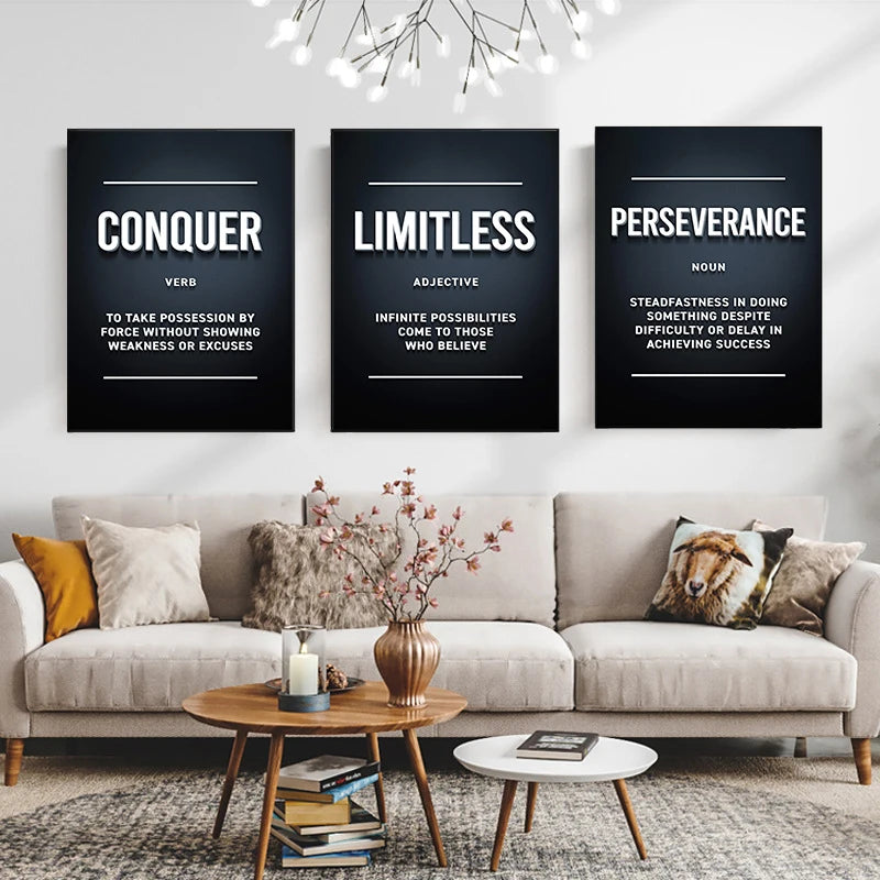 Modern Motivational Wall Art Posters – Black Minimalist Quote Prints