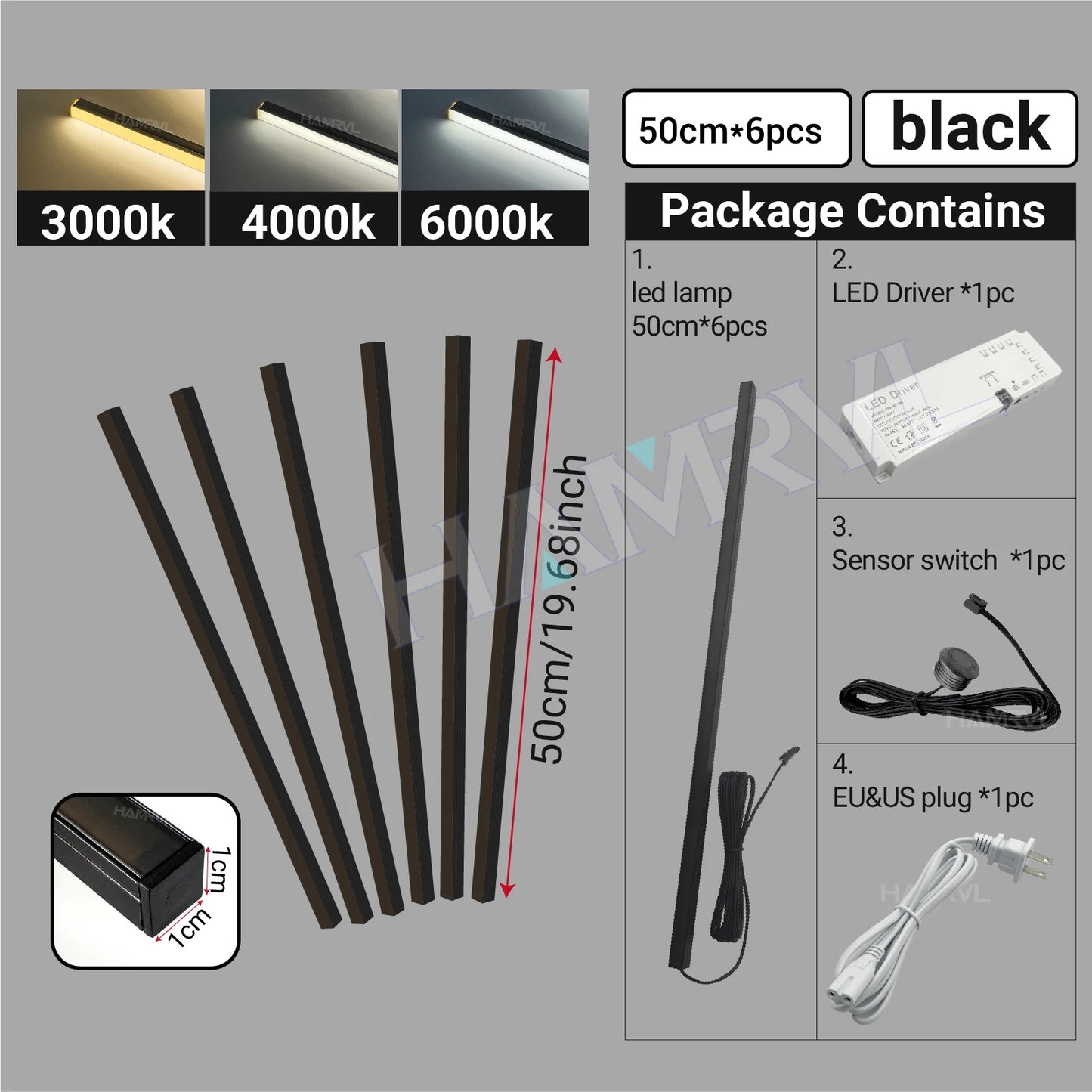LED Recessed Strip Light for Wood Slat Wall – Touch Sensor, Self-Adhesive Ambient Lighting