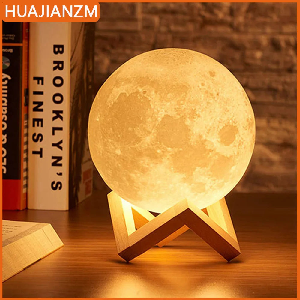 Moon Lamp LED Night Light – Battery Powered Starry Atmosphere Lamp with Stand