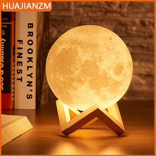 Moon Lamp LED Night Light – Battery Powered Starry Atmosphere Lamp with Stand