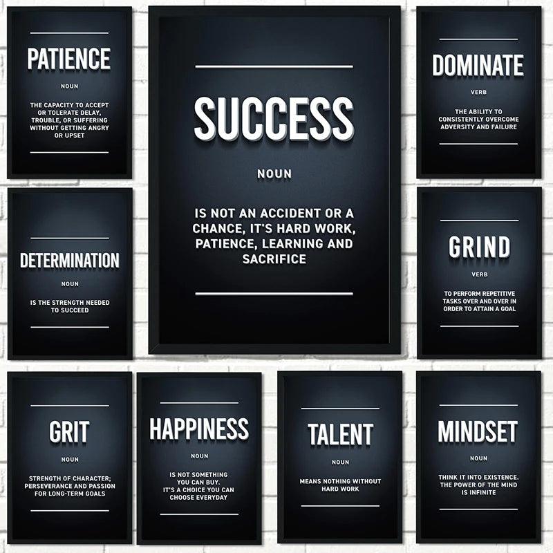 Modern Motivational Wall Art Posters – Black Minimalist Quote Prints