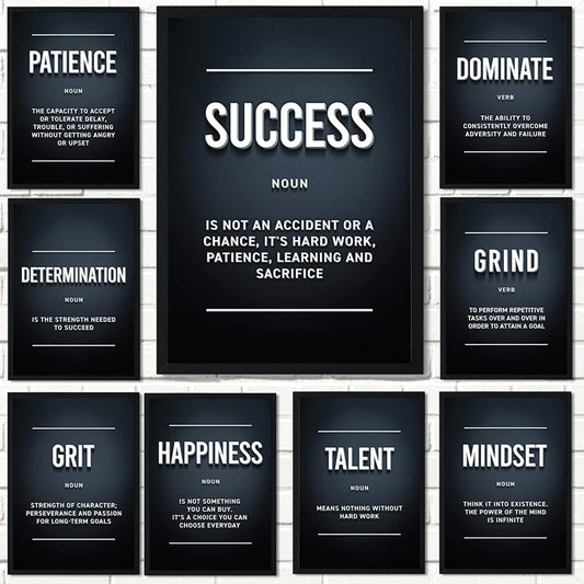 Modern Motivational Wall Art Posters – Black Minimalist Quote Prints