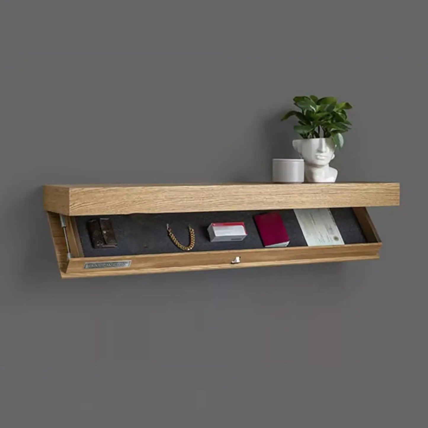 Hidden Compartment Floating Shelf – Secret Storage Wooden Wall Shelf