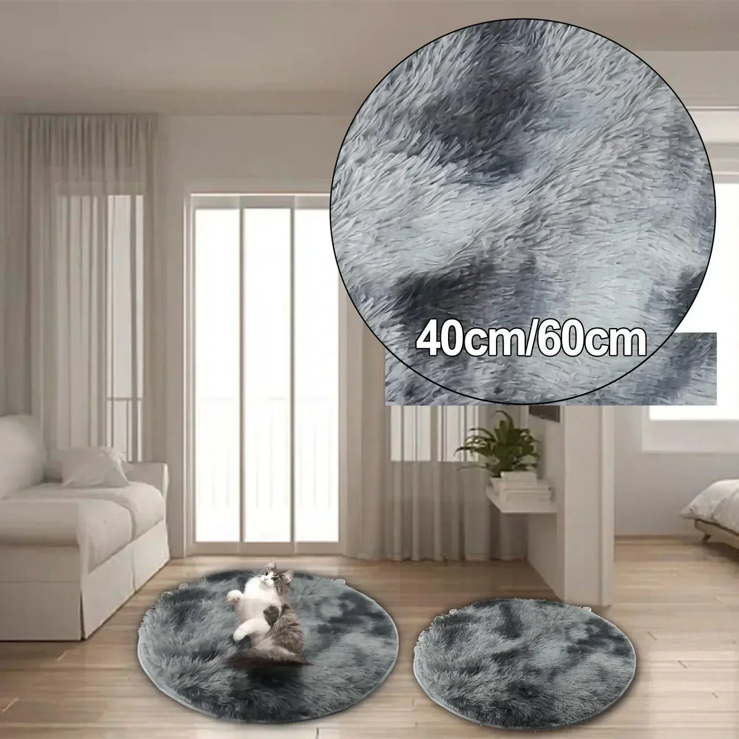 Round Plush Rug – Ultra Soft Fluffy Carpet, Cozy Decorative Floor Mat