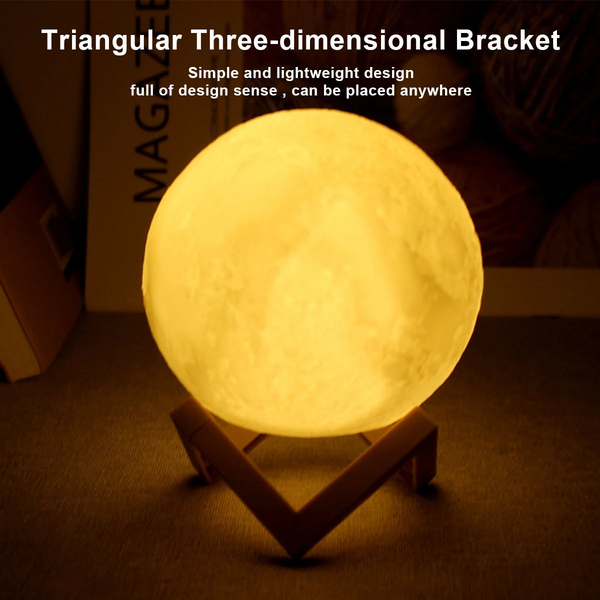 Moon Lamp LED Night Light – Battery Powered Starry Atmosphere Lamp with Stand