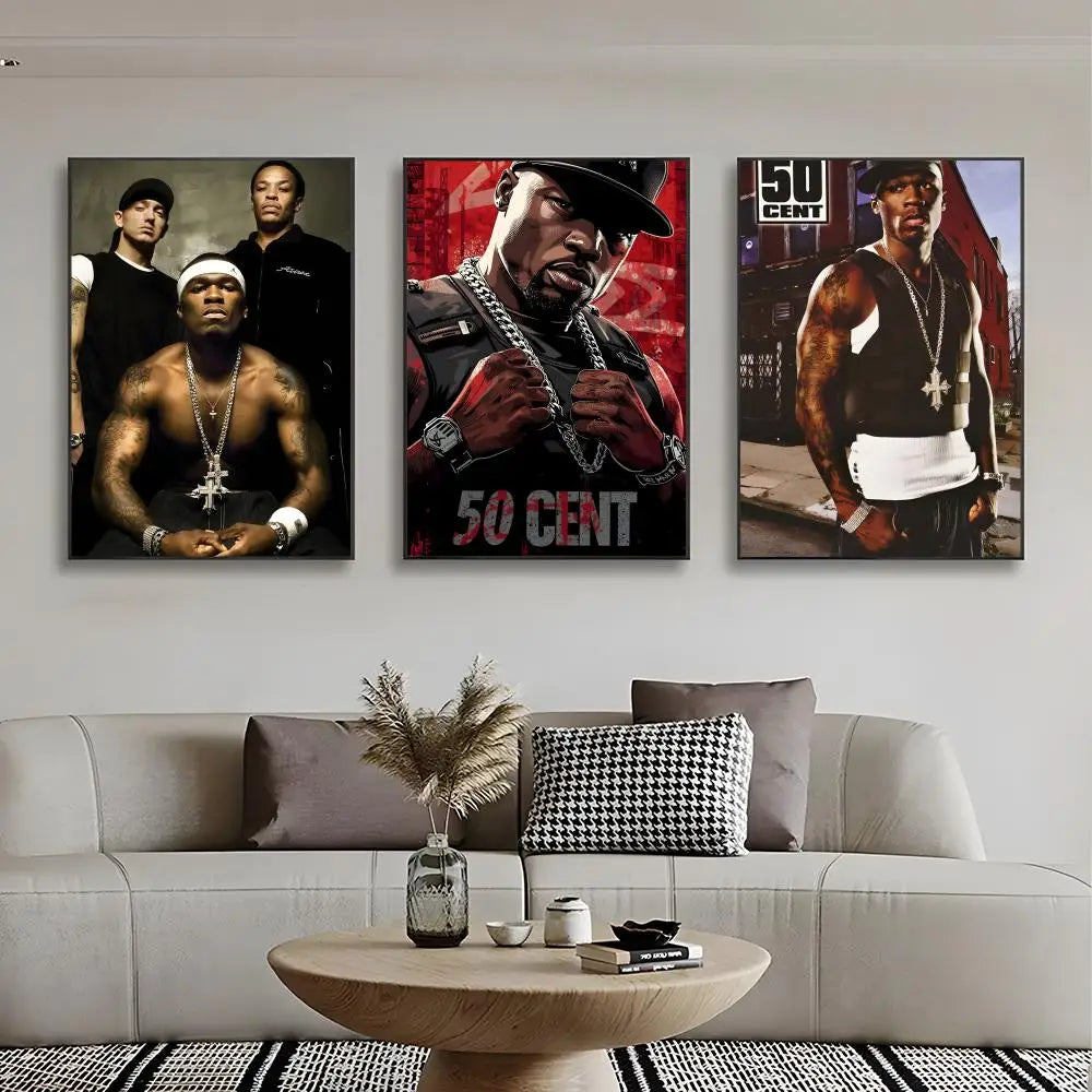 50 Cent Wall Art – Rapper Canvas Poster, Urban Hip Hop Home Decor