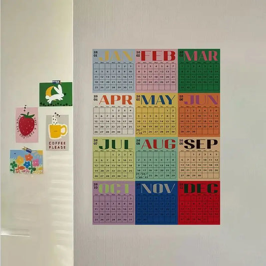 2026 Wall Calendar Poster – Color Art Self-Adhesive Sticker