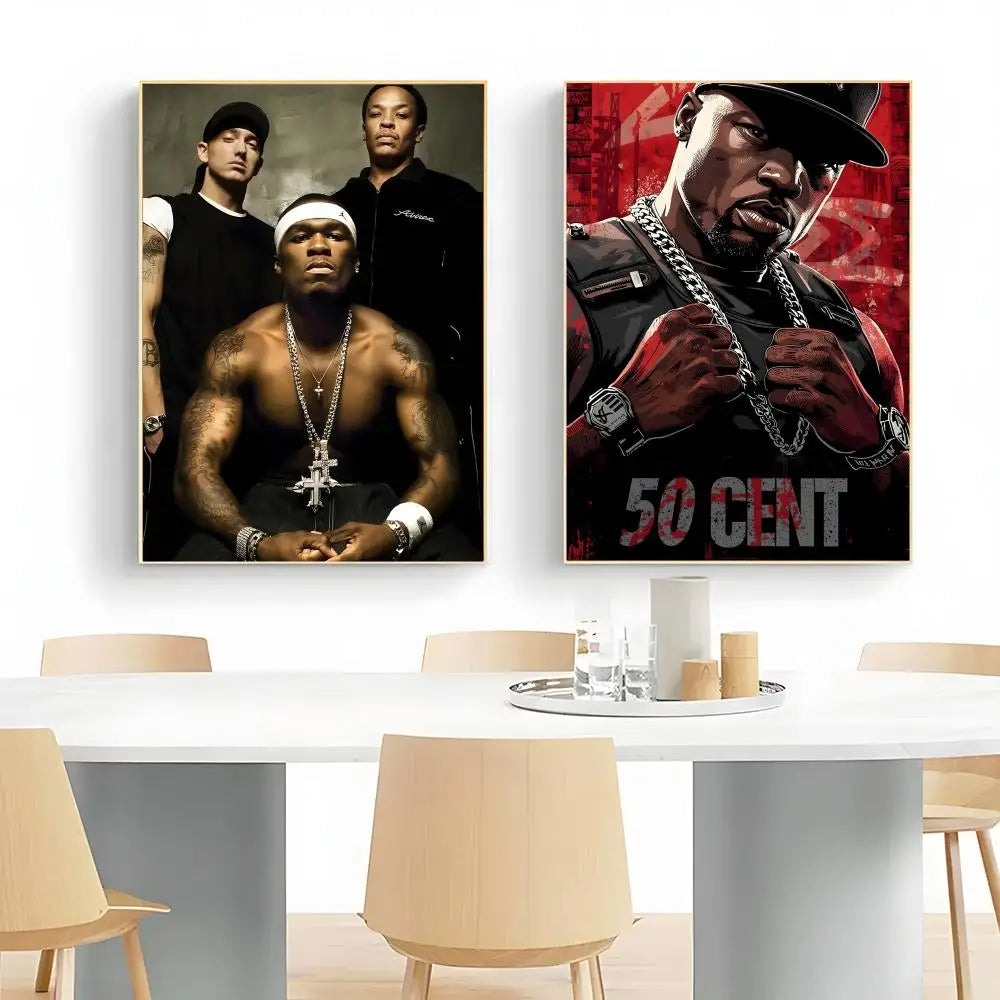 50 Cent Wall Art – Rapper Canvas Poster, Urban Hip Hop Home Decor