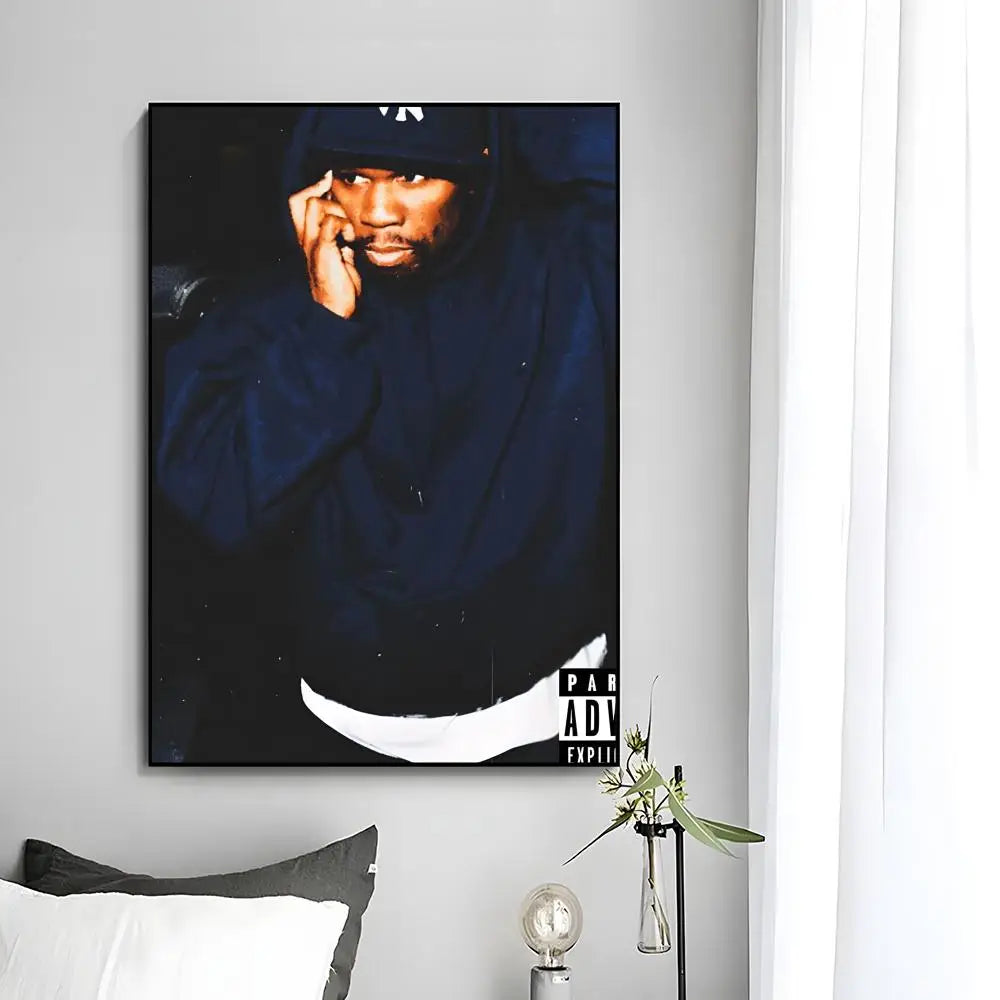 50 Cent Wall Art – Rapper Canvas Poster, Urban Hip Hop Home Decor