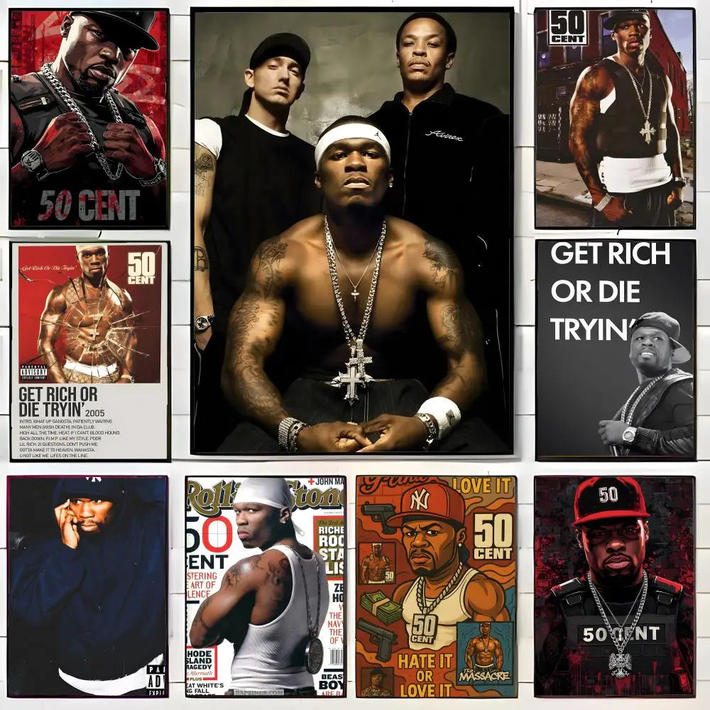 50 Cent Wall Art – Rapper Canvas Poster, Urban Hip Hop Home Decor