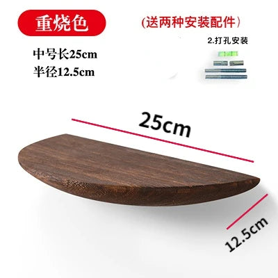 Wooden Half-Moon Wall Shelf – Minimalist Wall-Mounted Storage & Display Rack
