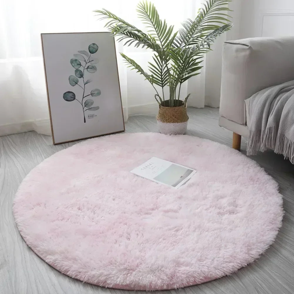 Round Plush Rug – Ultra Soft Fluffy Carpet, Cozy Decorative Floor Mat