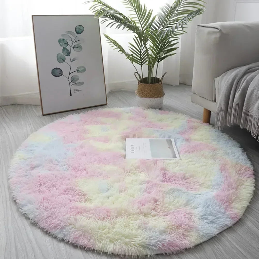 Round Plush Rug – Ultra Soft Fluffy Carpet, Cozy Decorative Floor Mat