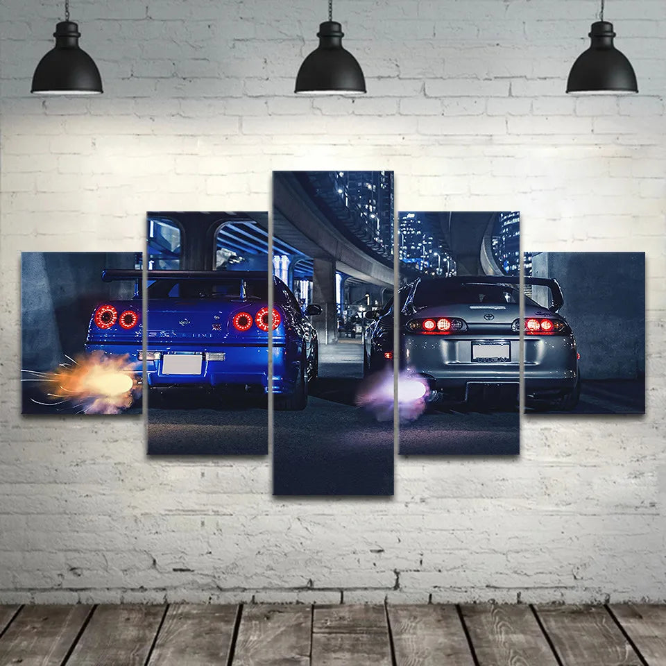 5 Panel Sports Car Canvas Wall Art – Racing Car Poster Set