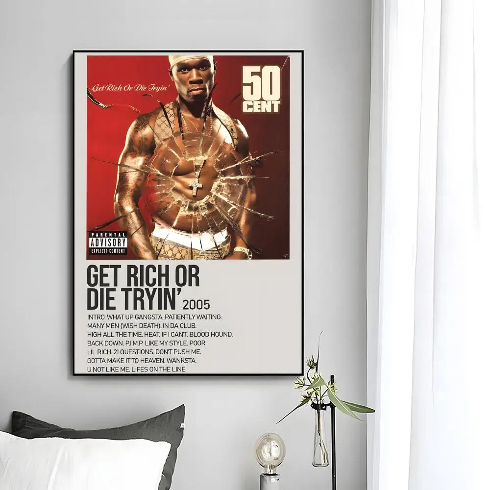 50 Cent Wall Art – Rapper Canvas Poster, Urban Hip Hop Home Decor