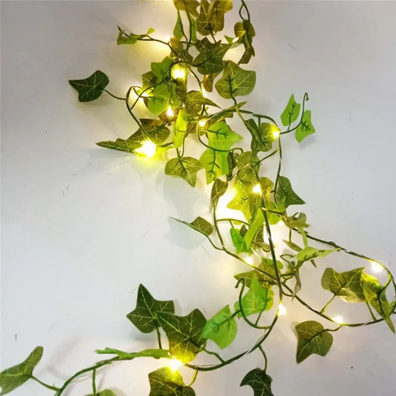Flower Green Leaf String Lights – Battery Operated Vine Garland Fairy Lights for Christmas, Wedding & Home Decor