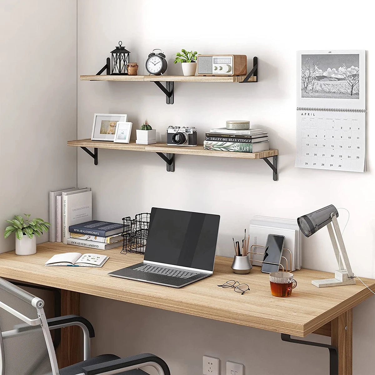 Modern Floating Wall Shelves – Wooden Bookshelf