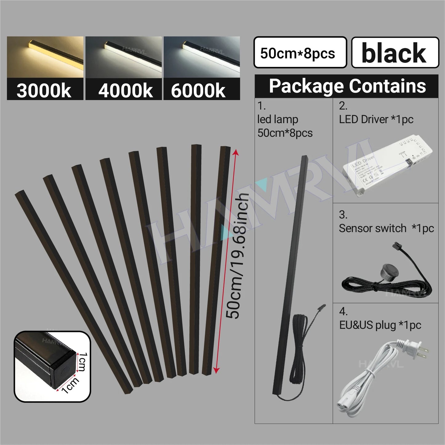 LED Recessed Strip Light for Wood Slat Wall – Touch Sensor, Self-Adhesive Ambient Lighting