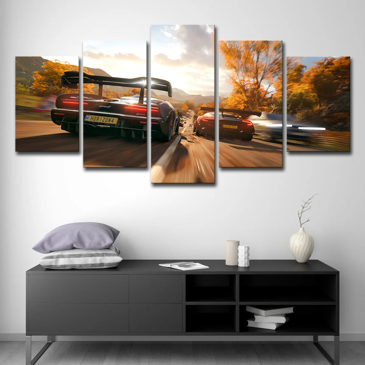 5 Panel Sports Car Canvas Wall Art – Racing Car Poster Set