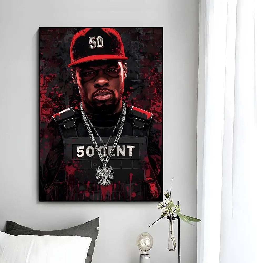 50 Cent Wall Art – Rapper Canvas Poster, Urban Hip Hop Home Decor