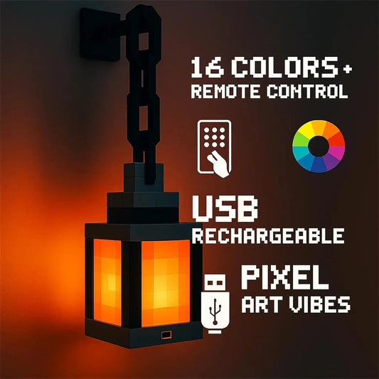 Pixel LED Night Light – 16 Colors Portable DIY Lantern for Room & Gaming Setup Decor