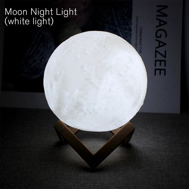 Moon Lamp LED Night Light – Battery Powered Starry Atmosphere Lamp with Stand