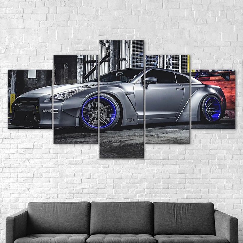 5 Panel Sports Car Canvas Wall Art – Racing Car Poster Set