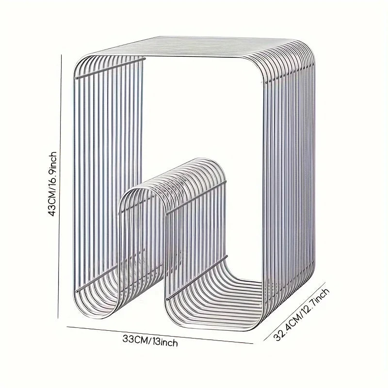 Modern Scandinavian Coffee Table – Minimalist Metal Side Table with Magazine Storage