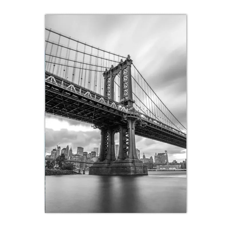 New York City Wall Art – Black & White Nordic Canvas Print with Guitar & Camera Design